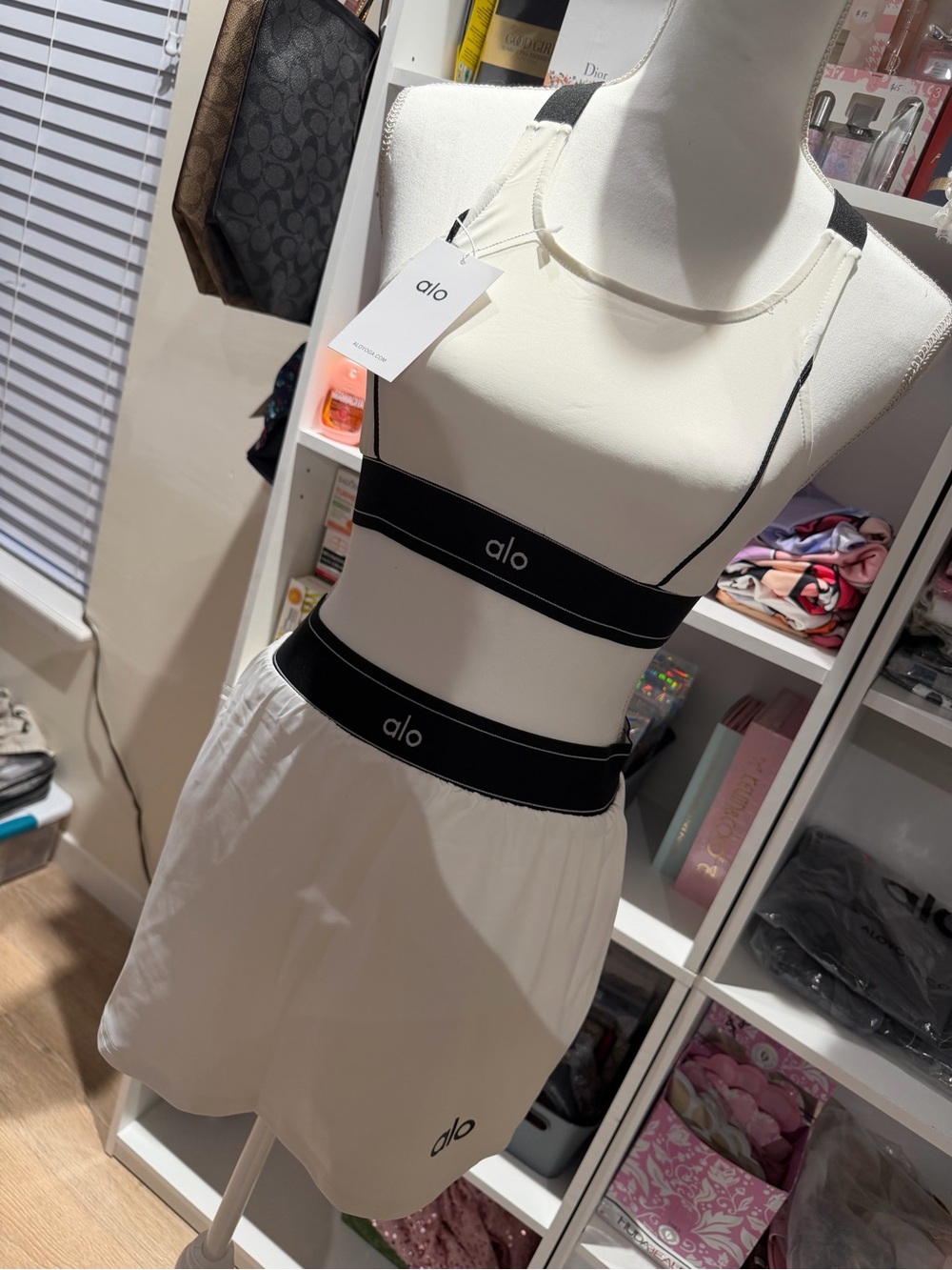 White and Black Sports Bra & Skirt Set